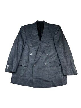 VTG Bartolini Men's 100% Silk Double Breasted Blazer Gray Plaid • 39R US